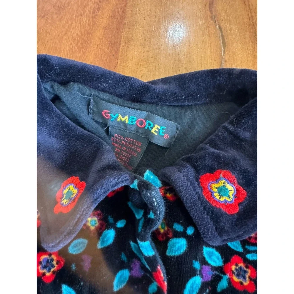 Gymboree Vintage Holiday‎ Christmas Velvet Black Floral Top Rainbow Tag 6